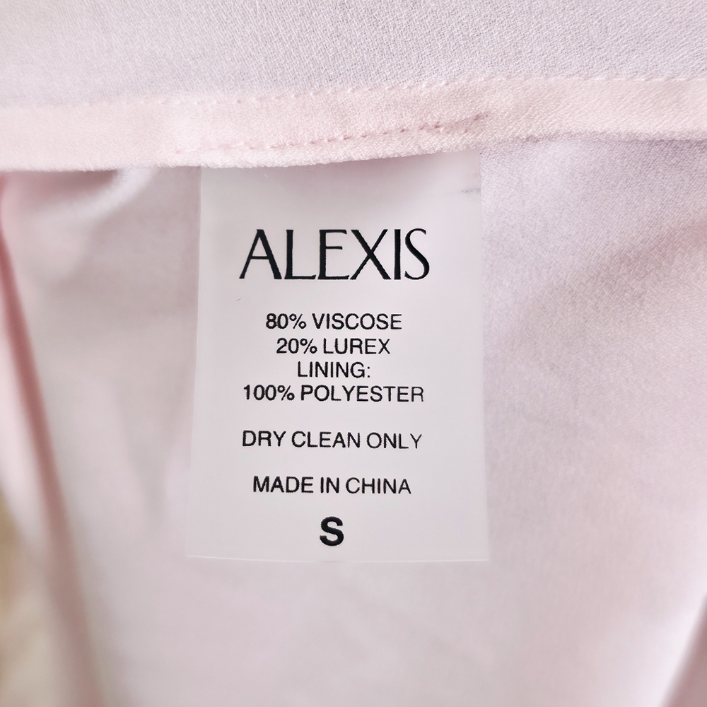 Alexis Maryana Maxi Dress Pink Murex Shell Strapless Pleated Metallic Size S - Picture 9 of 11